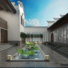 中式居家庭院3D模型下载